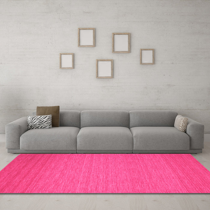 Machine Washable Abstract Pink Contemporary Rug in a Living Room, wshcon187pnk