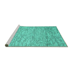 Sideview of Machine Washable Abstract Turquoise Contemporary Area Rugs, wshcon1880turq