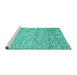 Sideview of Machine Washable Abstract Turquoise Contemporary Area Rugs, wshcon1880turq