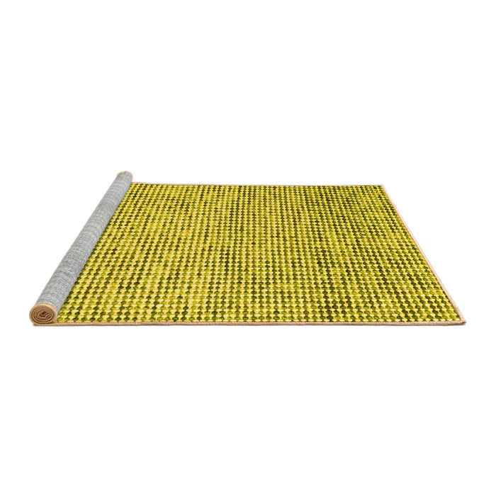 Sideview of Machine Washable Abstract Yellow Contemporary Rug, wshcon1880yw