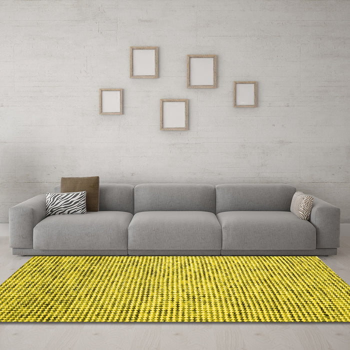 Machine Washable Abstract Yellow Contemporary Rug in a Living Room, wshcon1880yw