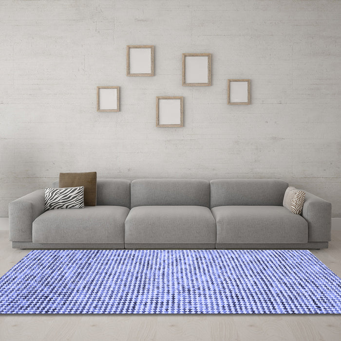 Machine Washable Abstract Blue Contemporary Rug in a Living Room, wshcon1880blu