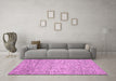 Machine Washable Abstract Pink Contemporary Rug in a Living Room, wshcon1880pnk