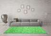 Machine Washable Abstract Green Contemporary Area Rugs in a Living Room,, wshcon1880grn