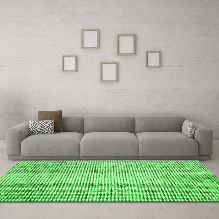 Machine Washable Abstract Green Contemporary Area Rugs in a Living Room,, wshcon1880grn