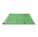 Sideview of Machine Washable Abstract Emerald Green Contemporary Area Rugs, wshcon1880emgrn