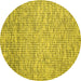 Round Machine Washable Abstract Yellow Contemporary Rug, wshcon1880yw