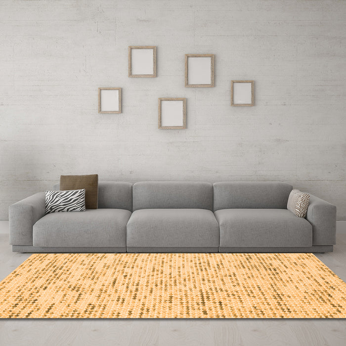 Machine Washable Abstract Orange Contemporary Area Rugs in a Living Room, wshcon1881org