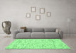 Machine Washable Abstract Emerald Green Contemporary Area Rugs in a Living Room,, wshcon1881emgrn