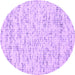 Round Machine Washable Abstract Purple Contemporary Area Rugs, wshcon1881pur