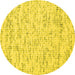 Round Machine Washable Abstract Yellow Contemporary Rug, wshcon1881yw