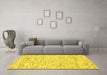 Machine Washable Abstract Yellow Contemporary Rug in a Living Room, wshcon1881yw