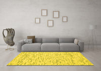 Machine Washable Abstract Yellow Contemporary Rug, wshcon1881yw