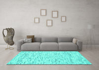 Machine Washable Abstract Turquoise Contemporary Rug, wshcon1881turq