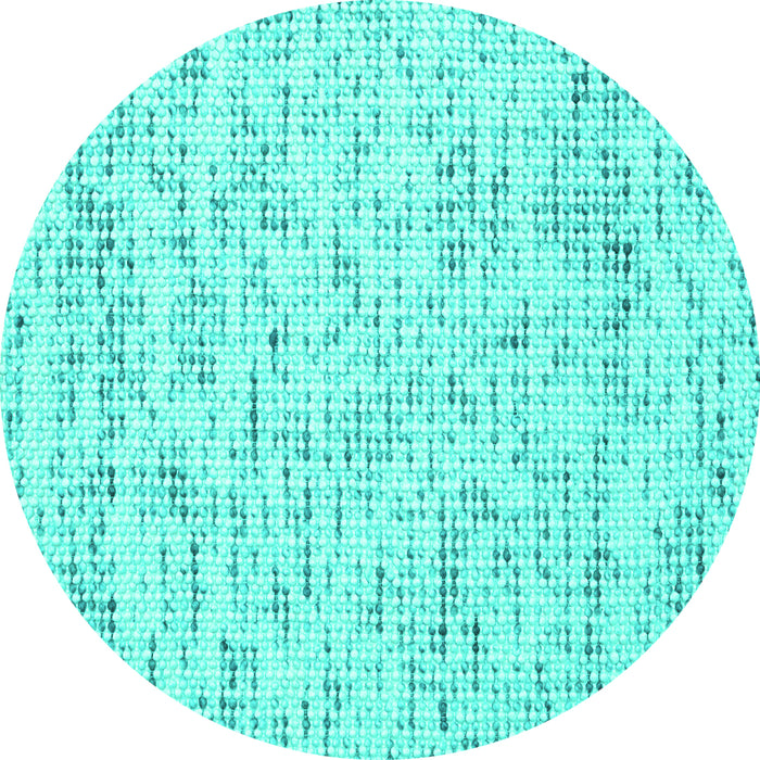 Round Machine Washable Abstract Turquoise Contemporary Area Rugs, wshcon1881turq
