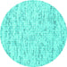 Round Machine Washable Abstract Turquoise Contemporary Area Rugs, wshcon1881turq