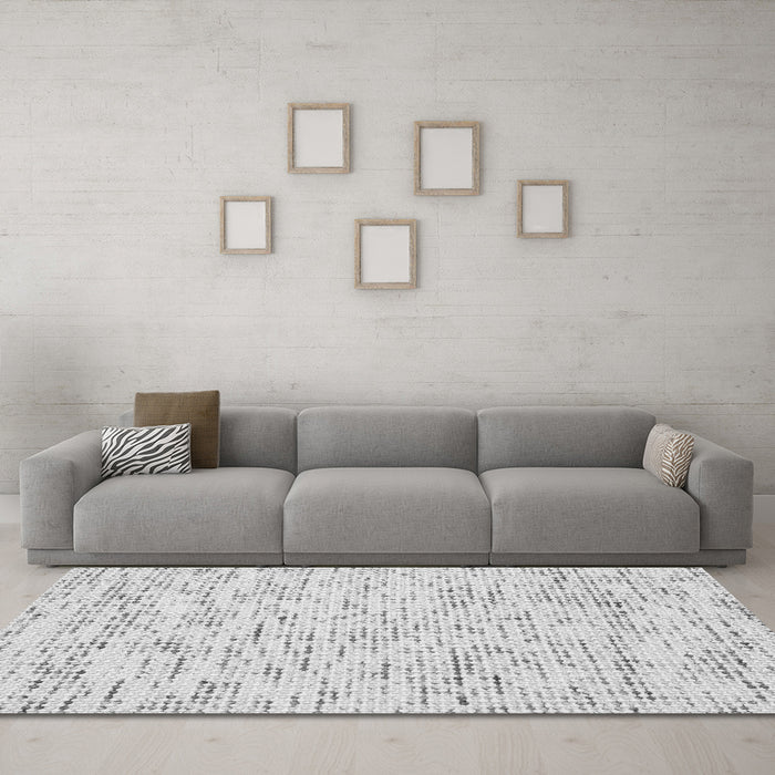 Machine Washable Abstract Gray Contemporary Rug in a Living Room,, wshcon1881gry