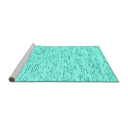 Sideview of Machine Washable Abstract Turquoise Contemporary Area Rugs, wshcon1881turq