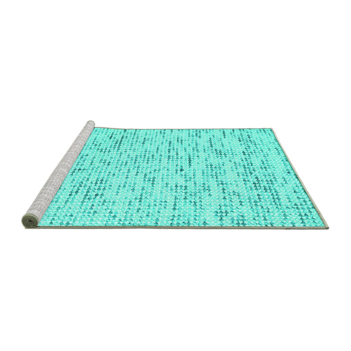 Sideview of Machine Washable Abstract Turquoise Contemporary Area Rugs, wshcon1881turq