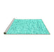 Sideview of Machine Washable Abstract Turquoise Contemporary Area Rugs, wshcon1881turq