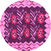 Round Abstract Pink Contemporary Rug, con1882pnk