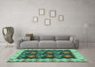 Machine Washable Abstract Turquoise Contemporary Area Rugs in a Living Room,, wshcon1882turq