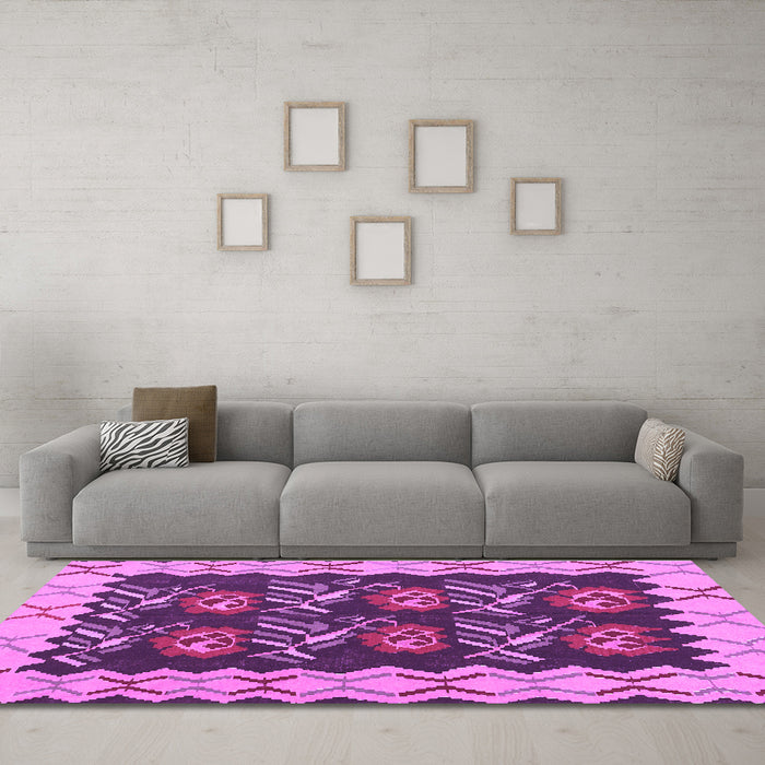 Machine Washable Abstract Purple Contemporary Area Rugs in a Living Room, wshcon1882pur