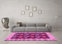 Machine Washable Abstract Pink Contemporary Rug, wshcon1882pnk