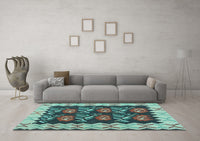 Machine Washable Abstract Light Blue Contemporary Rug, wshcon1882lblu