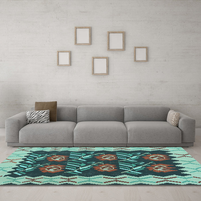 Machine Washable Abstract Light Blue Contemporary Rug in a Living Room, wshcon1882lblu