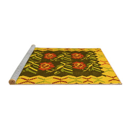 Sideview of Machine Washable Abstract Yellow Contemporary Rug, wshcon1882yw
