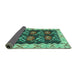 Sideview of Abstract Turquoise Contemporary Rug, con1882turq