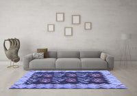 Machine Washable Abstract Blue Contemporary Rug, wshcon1882blu