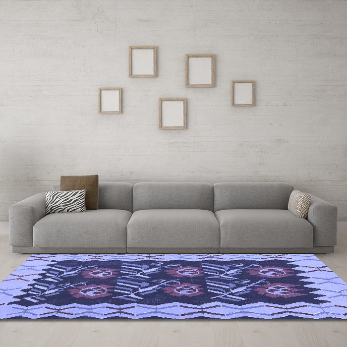 Machine Washable Abstract Blue Contemporary Rug in a Living Room, wshcon1882blu