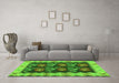 Machine Washable Abstract Green Contemporary Area Rugs in a Living Room,, wshcon1882grn