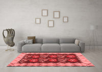 Machine Washable Abstract Red Contemporary Rug, wshcon1882red