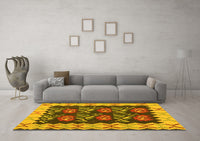 Machine Washable Abstract Yellow Contemporary Rug, wshcon1882yw