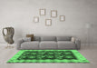 Machine Washable Abstract Emerald Green Contemporary Area Rugs in a Living Room,, wshcon1882emgrn