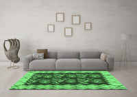 Machine Washable Abstract Emerald Green Contemporary Rug, wshcon1882emgrn