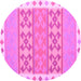 Round Abstract Pink Contemporary Rug, con1883pnk