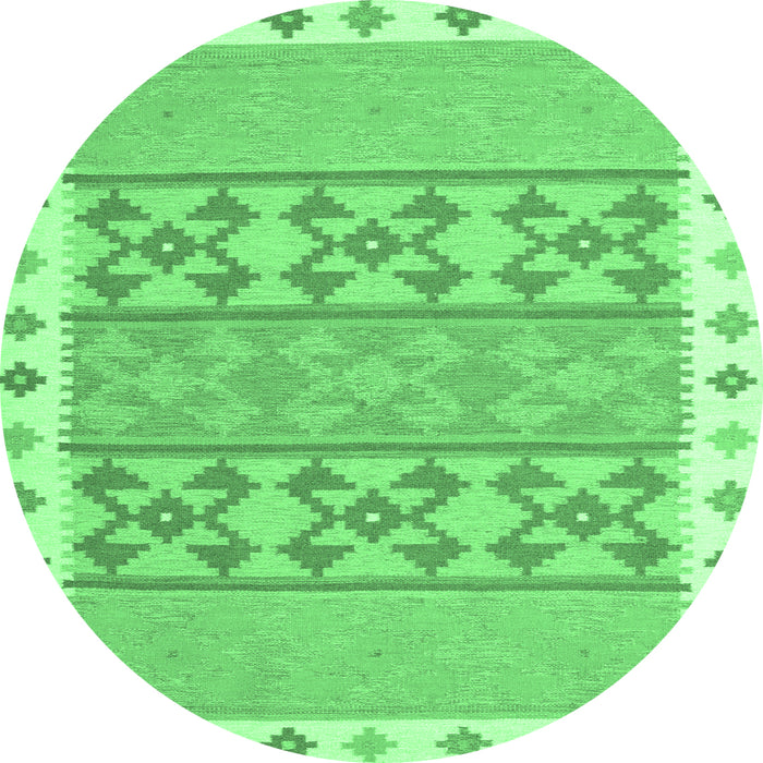 Round Abstract Emerald Green Contemporary Rug, con1883emgrn