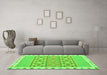 Machine Washable Abstract Green Contemporary Area Rugs in a Living Room,, wshcon1883grn