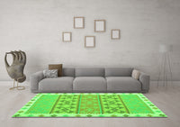 Machine Washable Abstract Green Contemporary Rug, wshcon1883grn