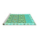 Sideview of Machine Washable Abstract Turquoise Contemporary Area Rugs, wshcon1883turq