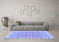 Machine Washable Abstract Blue Contemporary Rug, wshcon1883blu