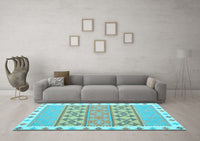 Machine Washable Abstract Light Blue Contemporary Rug, wshcon1883lblu