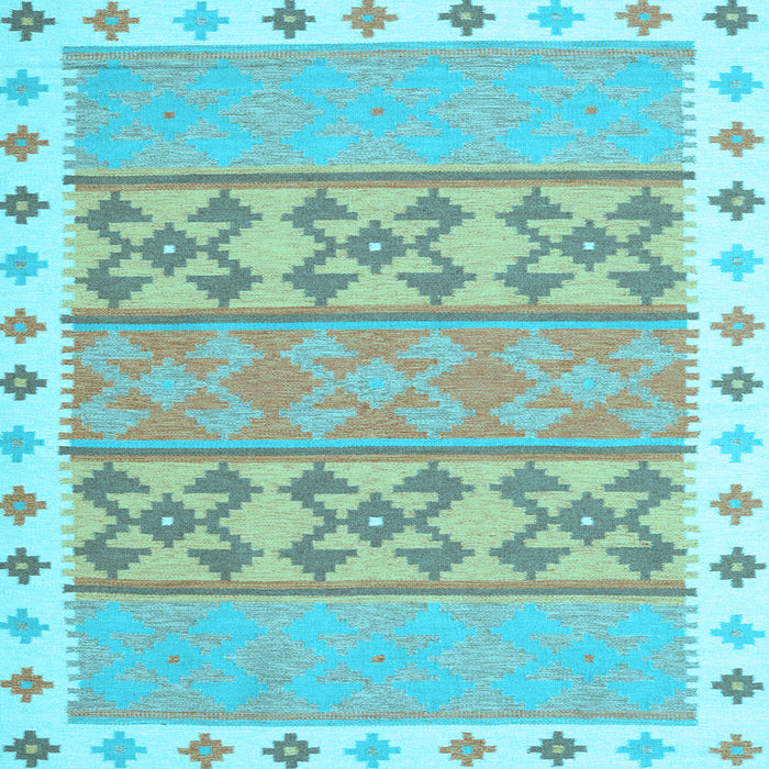 Square Machine Washable Abstract Light Blue Contemporary Rug, wshcon1883lblu