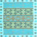 Square Machine Washable Abstract Light Blue Contemporary Rug, wshcon1883lblu