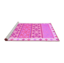 Sideview of Machine Washable Abstract Pink Contemporary Rug, wshcon1883pnk