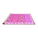 Sideview of Machine Washable Abstract Pink Contemporary Rug, wshcon1883pnk